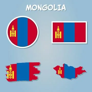 Flag Map of Mongolia, Mongolia Flag Map. Illustrazione stock