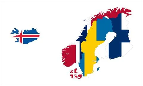 Flag Map of Scandinavia Countries Stock Illustration