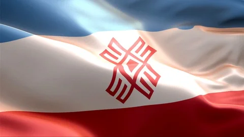 Flag of Mari El waving in the wind. Stock Footage 129279119