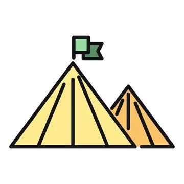 Flag marking mountain peak goal achievement flat design Stock Illustration