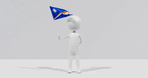 Flag of the Marshall Islands. 3D Character holding and waving flag 4K UHD 60FPS Stock Footage 226378440