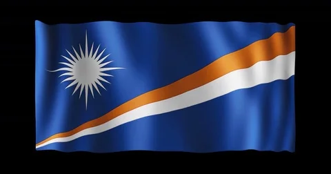 Flag of Marshall Islands, long ratio (2:1), seamless loop animation Stock Footage 82917655