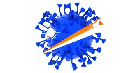 Flag of the Marshall Islands on Seamless looping 3D animation of Corona Virus Stock Footage 166463623
