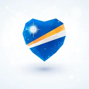 Flag of the Marshall Islands in shape diamond glass heart. Triangulation style 스톡 일러스트