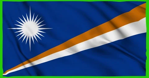 Flag of Marshall Islands waving on a samless loop over an easily removable backg Stock Footage 98372173