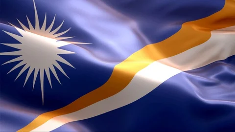 Flag of Marshall Islands waving in the wind. Stock Footage 129279308