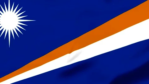 Flag of Marshall Islands with white star and orange stripe Video stock 343573271