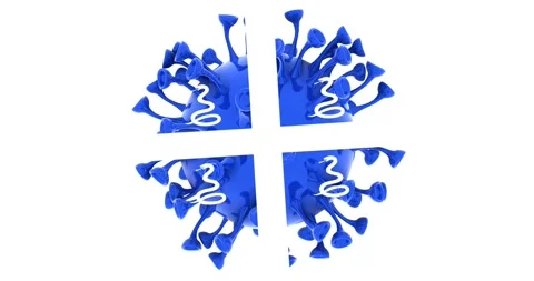 Flag of Martinique on Seamless looping 3D animation of the covid-19 Corona Virus Stock Footage 166463624