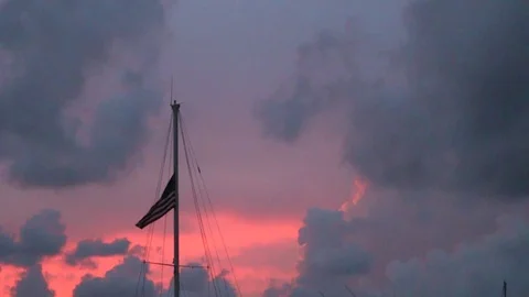Flag on mast dusk Stock-Footage 104733855