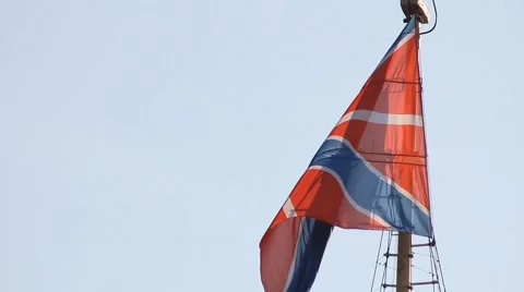 Flag on the mast red blue Stock Footage 5165631