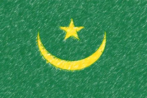 Flag of Mauritania  background o texture, color pencil effect. Stock Illustration