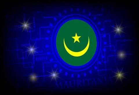 Flag of Mauritania on a background of technology. Stock-Illustration