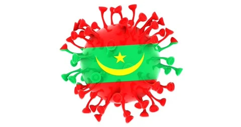 Flag of Mauritania on Seamless looping 3D animation of the covid-19 Corona Virus Stock Footage 166463701