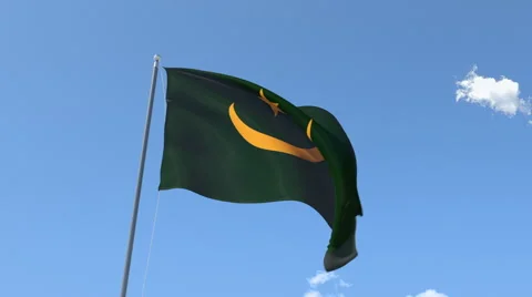 The flag of Mauritania Waving on the Wind. Stock Footage 46966437