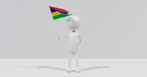 Flag of Mauritius. 3D Character holding and waving flag 4K UHD 60FPS Stock Footage 226380477