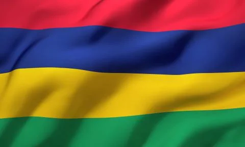 Flag of Mauritius blowing in the wind Stock Illustration