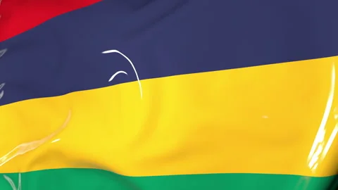 The flag of Mauritius flutters in the wind. Animation 3d Vídeo Stock 205953438