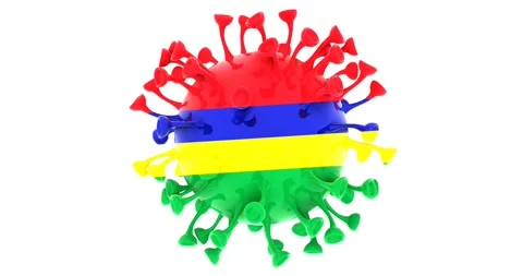 Flag of Mauritius on Seamless looping 3D animation of the covid-19 Corona Virus Stock Footage 166463627