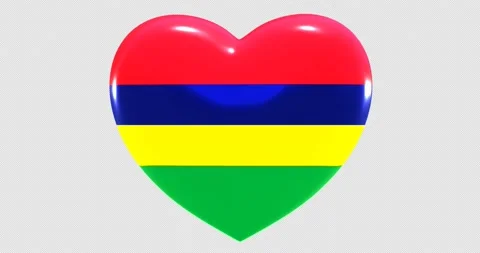 Flag of Mauritius on turning Heart 3D Loop Animation with Alpha Channel 4K UHD Stock Footage 170458649