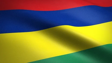 Flag of Mauritius. Waving flag with highly detailed fabric texture seamless Stock Footage 121963220