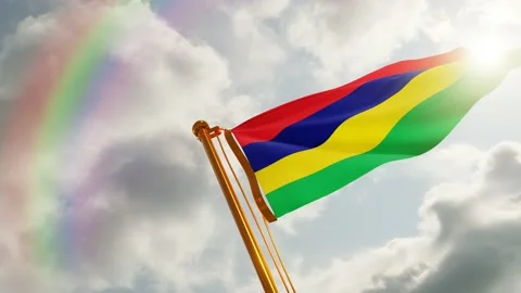 Flag of Mauritius Waving, Realistic Animation, 4K UHD 60 FPS Slow-Motion Stock Footage 134495769