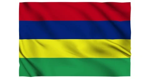 Flag of Mauritius waving on a samless loop over an easily removable background 스톡 동영상 98372191