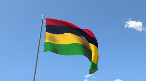 The flag of Mauritius Waving on the Wind. Stock Footage 46965934
