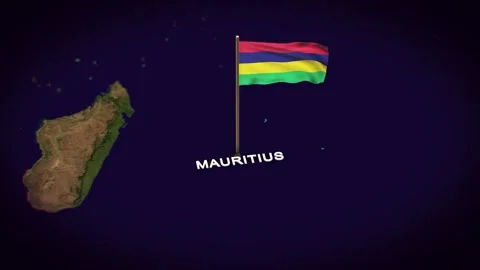 The Flag of Mauritius on the World Map, Mauritius map with flag 3d animation Stock Footage 306604849