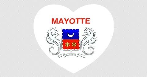 Flag of Mayotte on turning Heart 3D Loop Animation with Alpha Channel 4K UHD Stock Footage 170458215