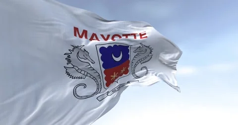 Flag of Mayotte waving in the wind on a clear day Stock-Footage 260470708