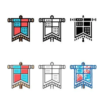 Flag medieval color icon vector variants Stock Illustration