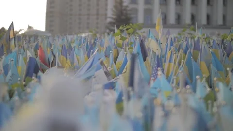 Flag memorial Ukraine Stock-Footage 274034803