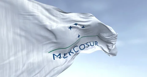Flag of Mercosur waving in the wind on a clear day Stock-Footage 322178441