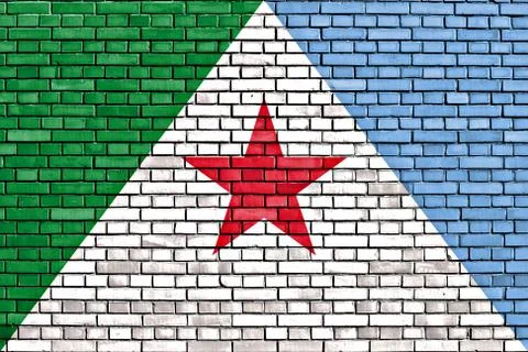Flag of Merida state painted on brick wall Stock Photos