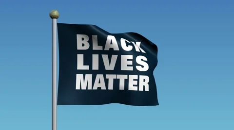 Flag With Message "BLACK LIVES MATTER" Waving Against Blue Sky. 库存影片 59665424