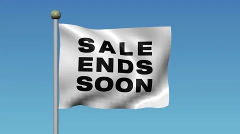 Flag With Message "SALE ENDS SOON" Waving Against Blue Sky. 库存影片 59665484