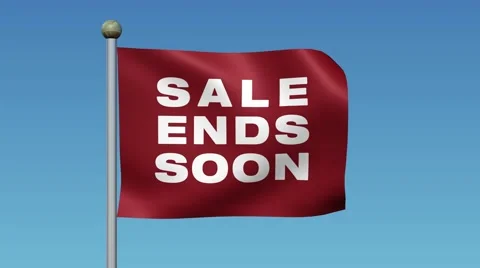 Flag With Message "SALE ENDS SOON" Waving Against Blue Sky. 库存影片 59671754