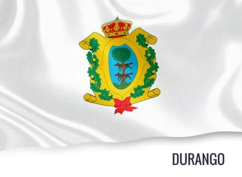 Flag of Mexican state Durango waving on an isolated white background. State.. Stock Illustration