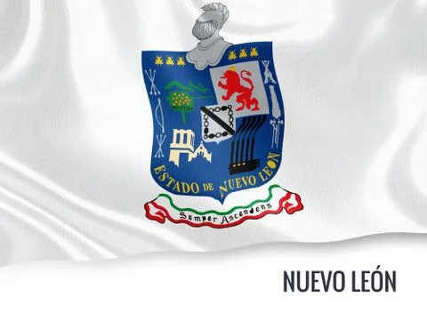 Flag of Mexican state Nuevo Leon waving on an isolated white background. St.. Stock Illustration