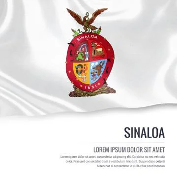 Flag of Mexican state Sinaloa waving on an isolated white background. State.. Stock Illustration