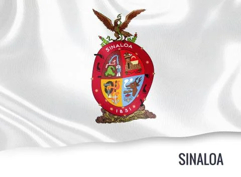 Flag of Mexican state Sinaloa waving on an isolated white background. State.. Stock Illustration