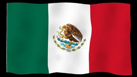 Flag of Mexico, 60 fps, slow motion, lopped, alpha channel Stock Footage 100537930