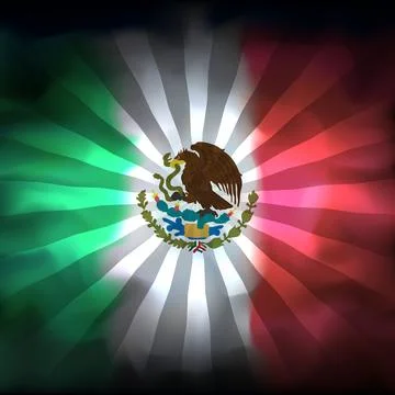 Flag of mexico. Abstract grunge background sun rays. Mexican flag. Watercolor Stock Illustration