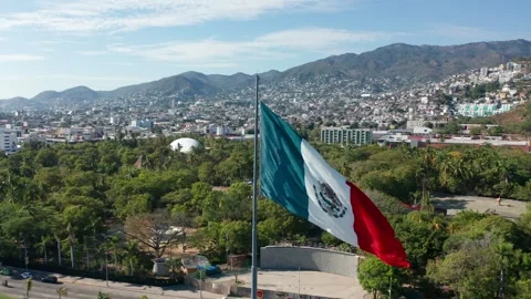 Flag of Mexico in Acapulco Aerial Shot C... | Stock Video | Pond5