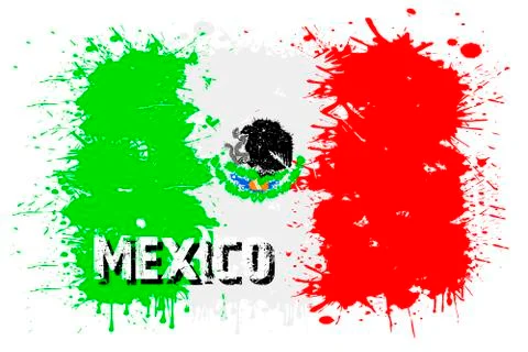 Flag of Mexico from blots of paint Stock Illustration