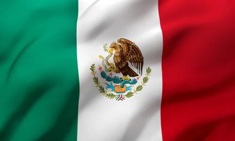 Flag of Mexico blowing in the wind Stock Illustration
