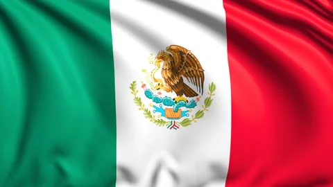 Flag of Mexico with fabric structure in the wind (loopable) Stock Footage 107286342