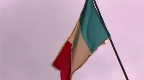 A flag of Mexico flies in the wind at a reenactment of the Stockbeeldmateriaal 553662