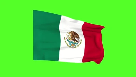Flag of Mexico on a green screen. 3D animation. Stock Footage 251459862