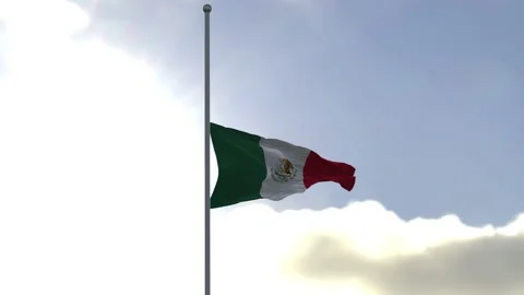 Flag of Mexico half mast in the wind. High bitrate slow motion animation Stock Footage 219336448